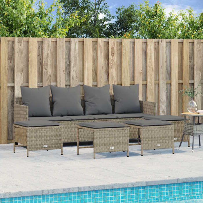 vidaXL Ensemble salon de jardin 5 pcs avec coussins Résine tressée - vue 5