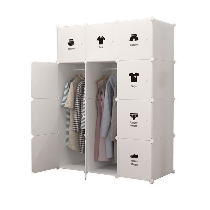 Relaxdays Armoire Modulable Chambre Enfant - 2 Tringles à Vêtements, Motif Animaux, DIY, 145x110x37 Cm, Blanc
