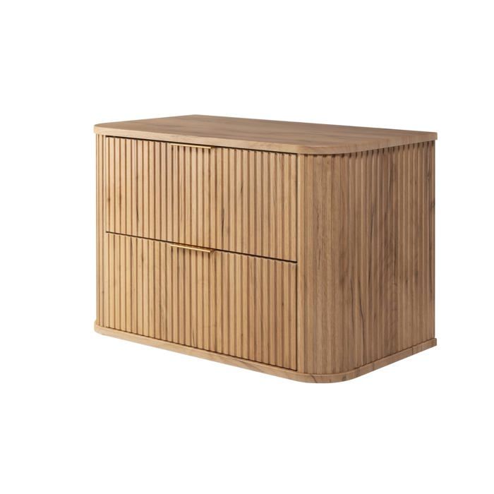 Meuble de salle de bain - Craft - 80 4 x 51 7 x 41 5 cm - Chêne - 2 tiroirs - Poignée dorée