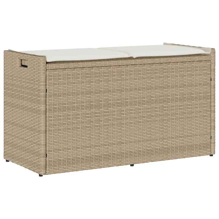 Vidaxl Banc de rangement extérieur coussin beige 100 cm résine tressée 4104064 - vue 1