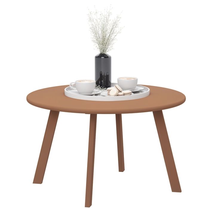 Petite table basse - Outsunny - ronde - avec patins antidérapants - cadre en métal - pour jardin terrasse - Ø 70 x 42 cm - orange
