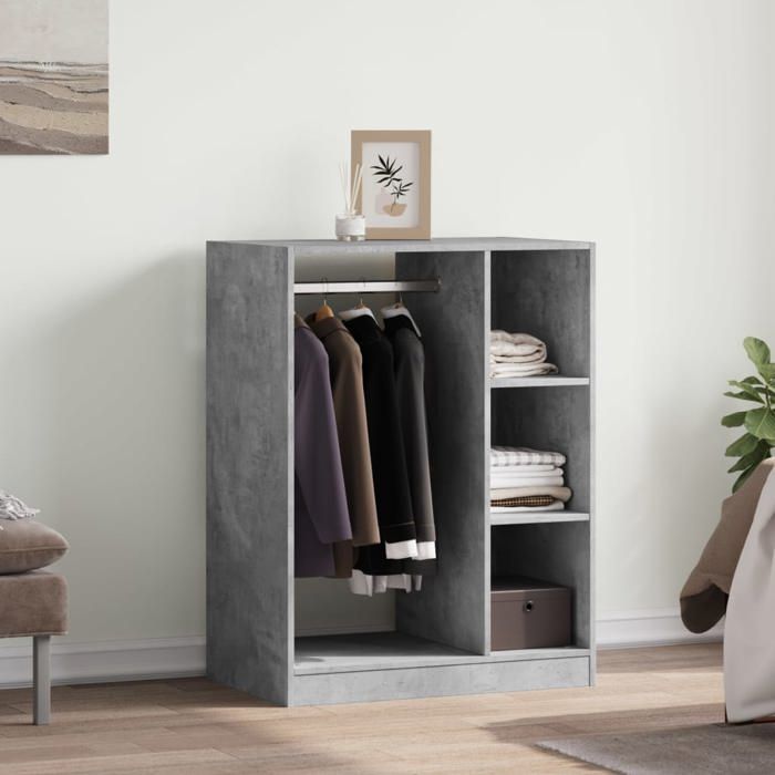 Meilleures Garde-robe MVS - Armoire de Rangement/Penderie Chambre - gris béton 77x48x102 cm bois dingénierie - shop30488245