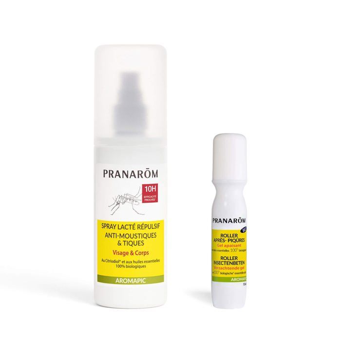 Spray répulsif anti-moustiques et tiques + roller après-piqûres - Bio