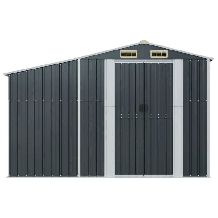 Clarence - TOP* Hangar/Maison/ Abri de jardin - anthracite 277x93x179 cm acier galvanisé EU7291