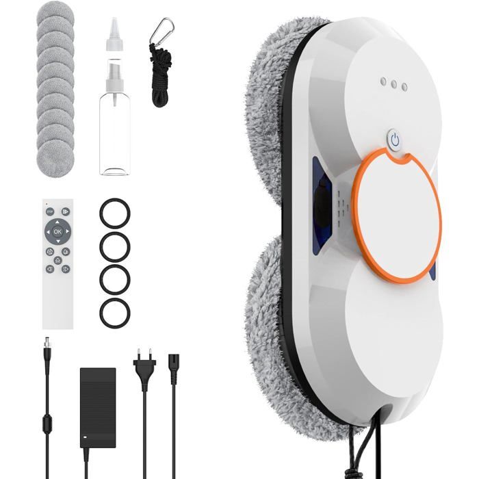 Robot laveur de vitre intelligent avec pulvérisation automatique 3800Pa sécurité anti-chute 3 modes de nettoyage contrôle APP
