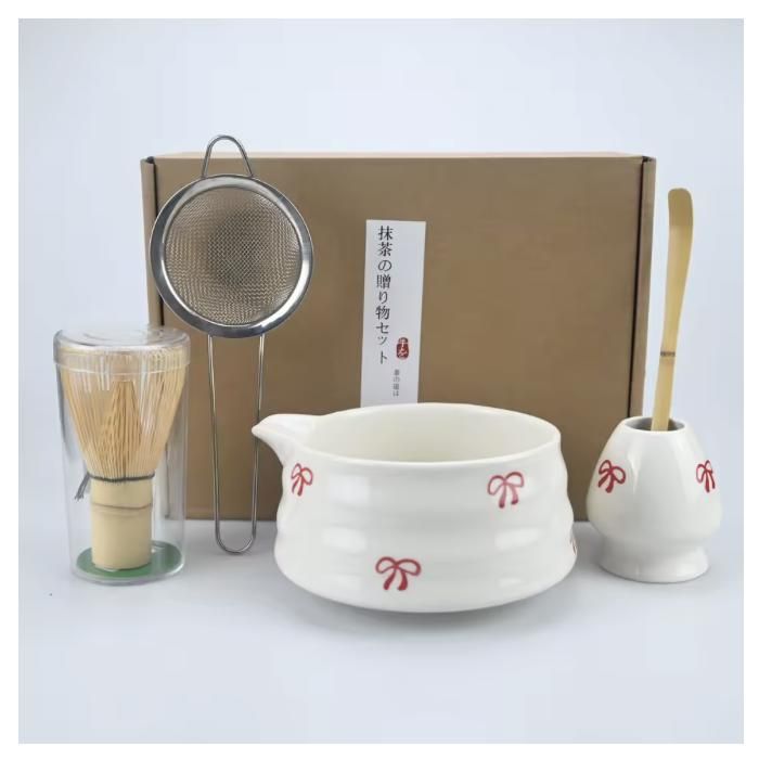 Kit Matcha 8 Pièces - Bol, Fouet (chasen), Tamis, Cuillère - Pour Cérémonie Du Thé Japonais - Cadeau Amateur De Matcha