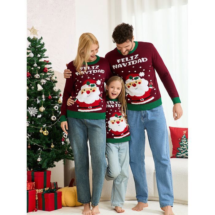Pull De Noël Assorti Famille - Sweatshirt Manches Longues, Motif Renne, Toutes Tailles