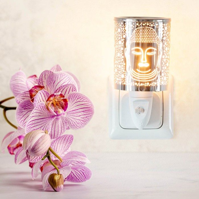 Lampe à parfum Candle Brothers Veilleuse Spirit Duroplast et fer 14 x 7 cm pour cires parfumées blanc/argent.