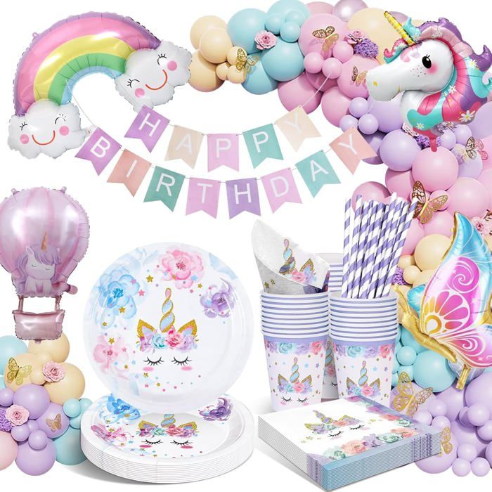 Ballons de fête à thème licorne, 7 pièces, ballons ronds en aluminium pour filles de 1 an, décorations de fête d'anniversaire, boules de réception-cadeau pour bébé  15