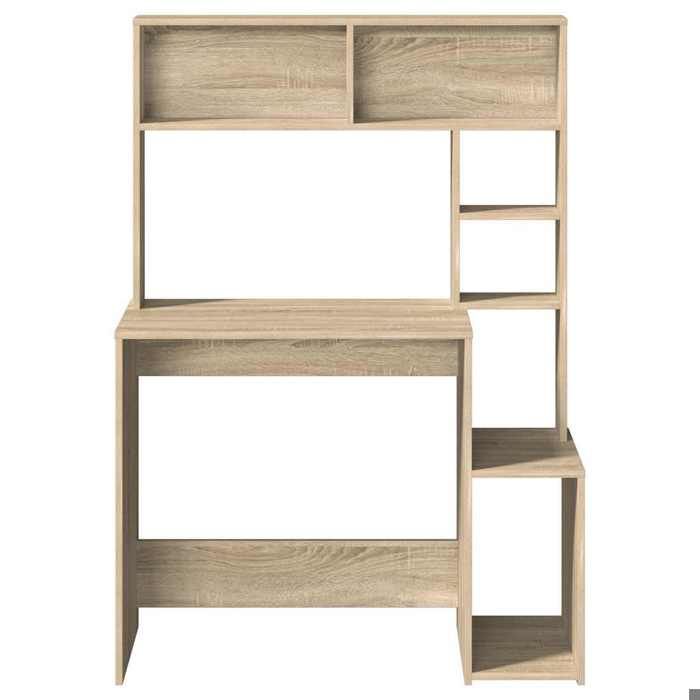 Bureau avec étagères chêne sonoma - WIENS - 100x45x140 cm - Chêne sonoma - Style Scandinave Moderne