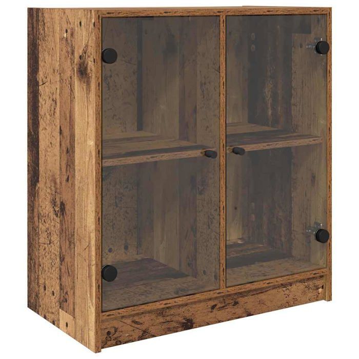 Meuble de rangement moderne - vidaXL - Bois ancien - 68x37x755 cm - Portes en verre - Bois dingénierie - Rectangulaire