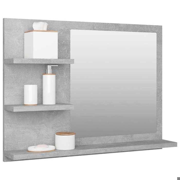 Printemps 2026 SoldesMiroir de salle de bain - desgin classique - Meuble de rangement - gris béton 60x105x45cm bois ingénierie 2_