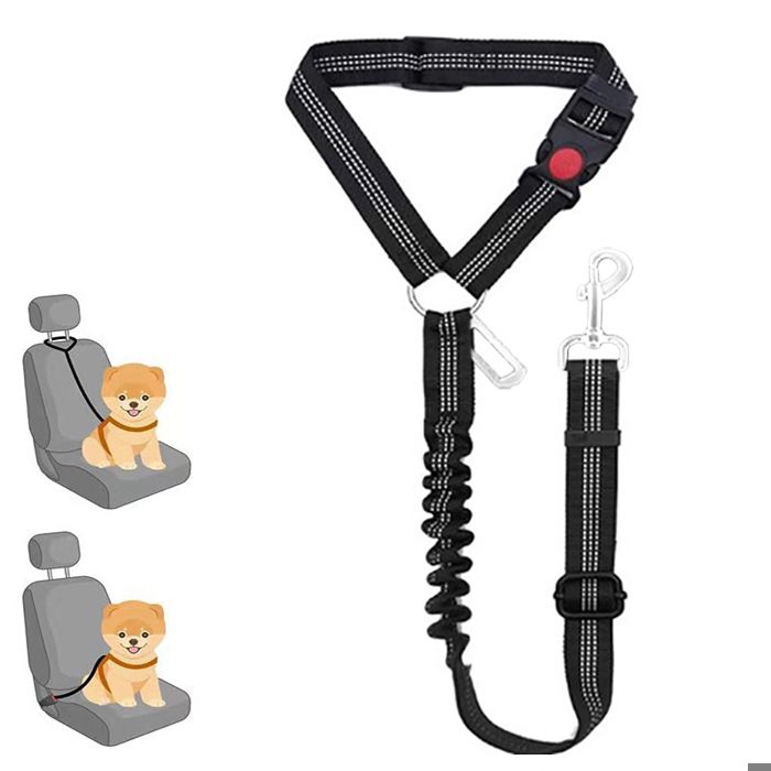 Ceinture de sécurité pour chien - Phoesky - Réglable - Boucle en métal - Élastique réfléchissante - Attache de voiture