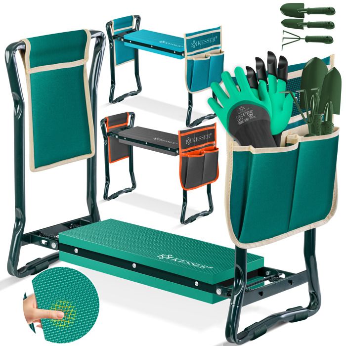 Agenouilloir et tabouret de jardin pliable - KESSER - Coussin en mousse EVA - Structure en acier thermolaqué Agenouilloir et tabouret de jardin pliable - KESSER - Coussin en mousse EVA - Structure en acier thermolaqué