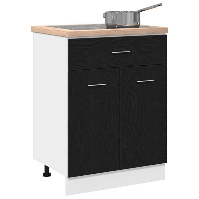 Vaisselier/Buffet de cuisine - Rustique Armoire suspendue avec tiroir Chêne noir 60x46x815 cm@707411
