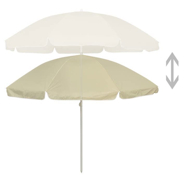 Parasol de plage sable 240 cm inclinable - vidaXL - polyester - blanc - résistante aux intempéries - Protection UV rjz28y231