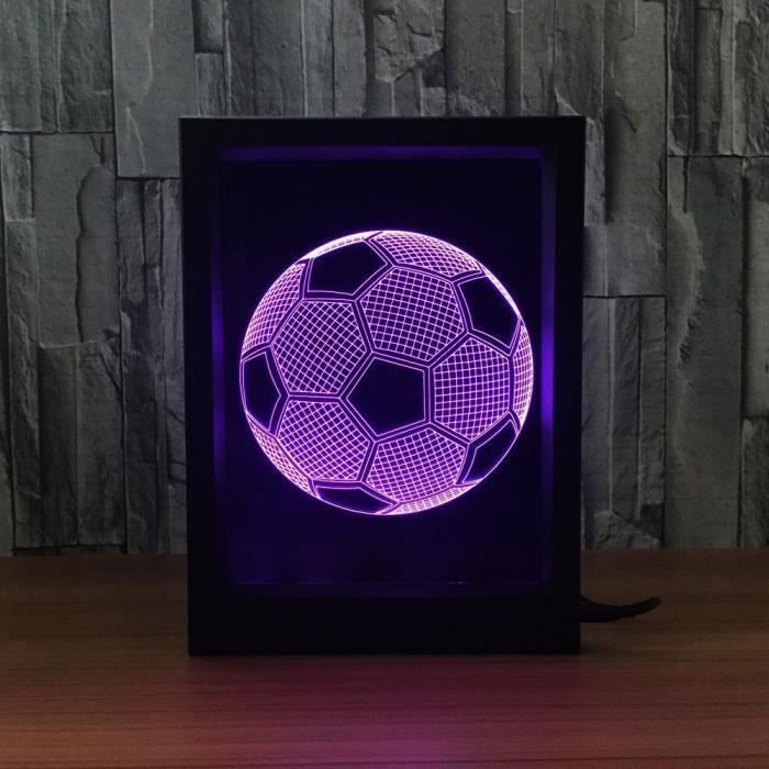 Lampe led 3d illusion optique forme de ballon de football/lumière de nuit en cadre photo créatif cadeau effet - Aueq - remarquable