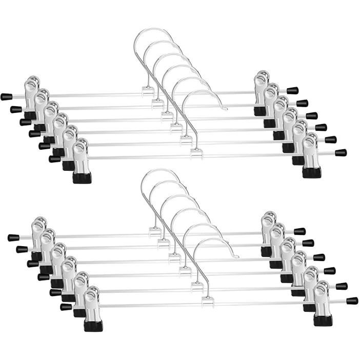 Cintres Pantalon & Jupe Chrome Solide Pinces antidérapantes 28 cm Paquet de 10 (12 PCS) CINTRE
