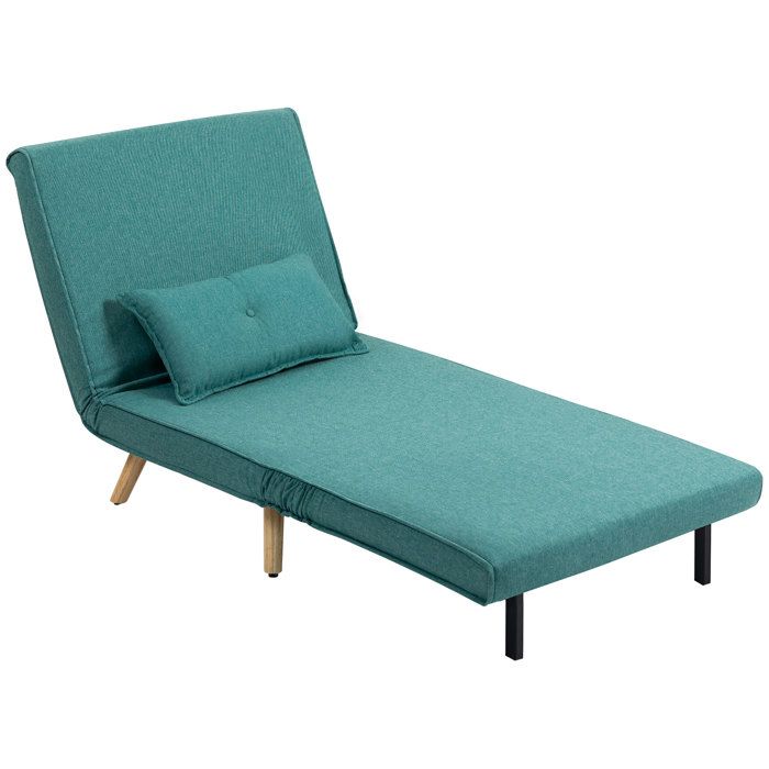 Fauteuil convertible 1 place canapé-lit clic-clac 3 en 1 avec dossier réglable en 5 positions oreiller inclus vert