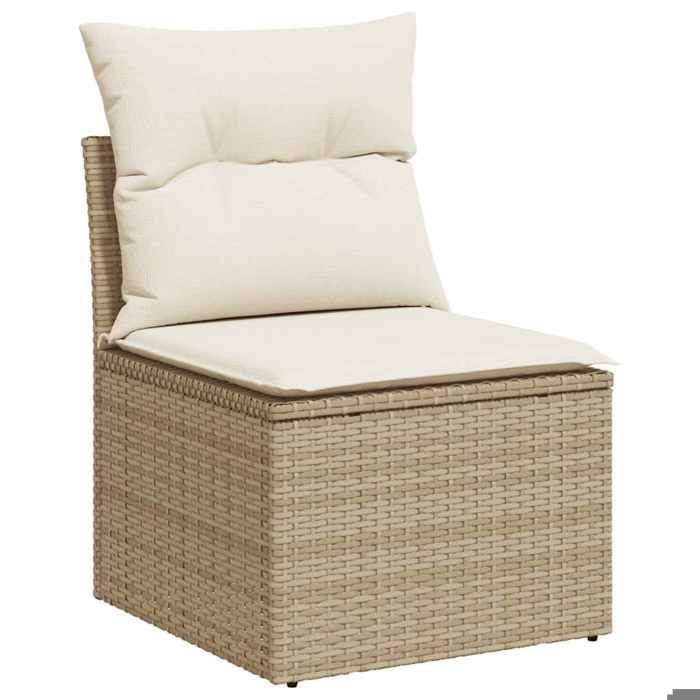 “Winter SaleTOP Canapé de jardin Beige - Canapé de jardin sans accoudoirs coussins beige résine tressée PRO41414