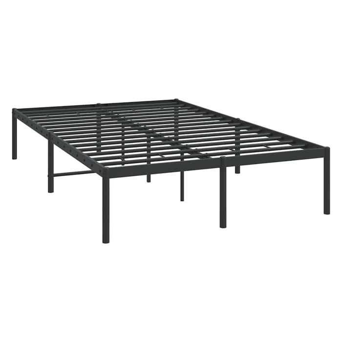 Cadre de lit en métal - vidaXL - 135x190 cm - noir - métal - Sans matelas - Tête de lit - 2 places - Sommier à lattes inclus 26675
