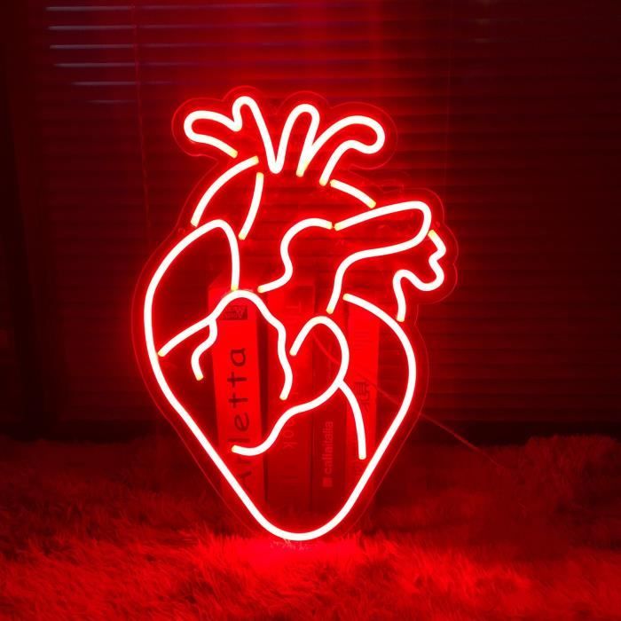 Led Coeur Rouge Cœur humain (30x45 cm) - Signe au néon cœur humain, lumière LED ...