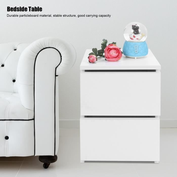 Table de Chevet Blanche LED Scandinave avec Commode de 2 tiroirs Meuble de  Rangement, Table de Nuit Blanc Moderne Haute Brillance - Cdiscount Maison