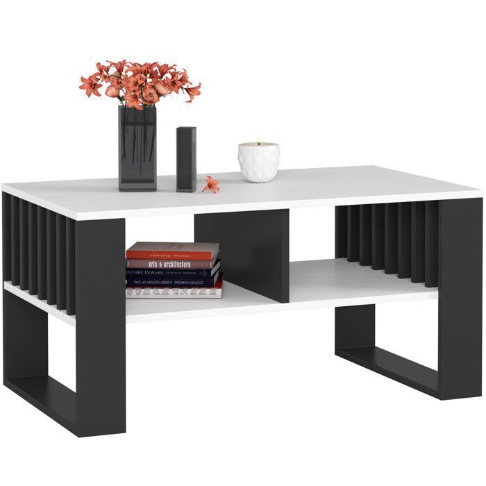 Table basse AKORD ROCKFORD Blanche 92 cm pieds Noirs 92x53x45 cm Table basse AKORD ROCKFORD Blanche 92 cm pieds Noirs 92x53x45 cm