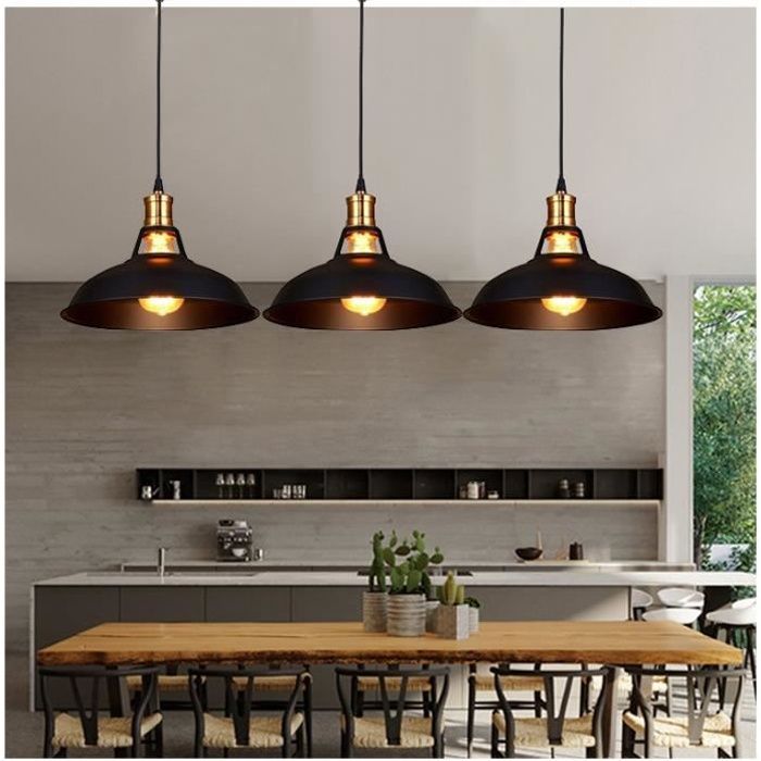 MOGOD Lot de 3 Lustre - Suspension Luminaire style Industrielle Vintage Lampe en Métal