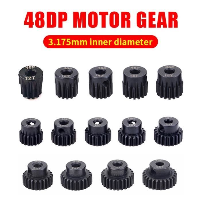 Zerone Pignon De Moteur RC 3 Pièces RC 3.175mm 48DP 19T Pignon En Acier