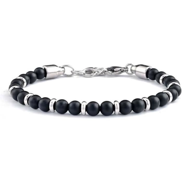 Lot De Bracelets Homme RANKEEF - Perles Pierre Naturelle (Œil De Tigre, Lave, Turquoise) | Élastique Réglable