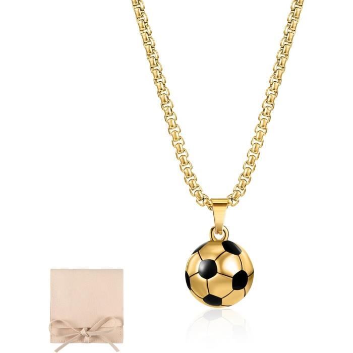 Collier Football Yaomiao - Pendentif 3D Acier Inoxydable - Chaîne 60cm Unisexe