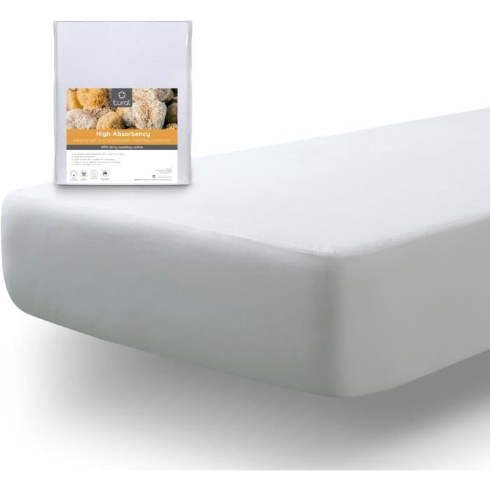 Protège matelas 160x200 ACHUA coton 400 g/m2 bonnet 50cm