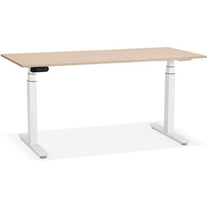 Ho Bureau Reglable En Hauteur Electrique Blanc Avec Plateau En Bois Finition Naturelle 160x80 Cm Achat Vente Bureau Ho Bureau Reglable En Soldes Sur Cdiscount Des Le 20 Janvier Cdiscount