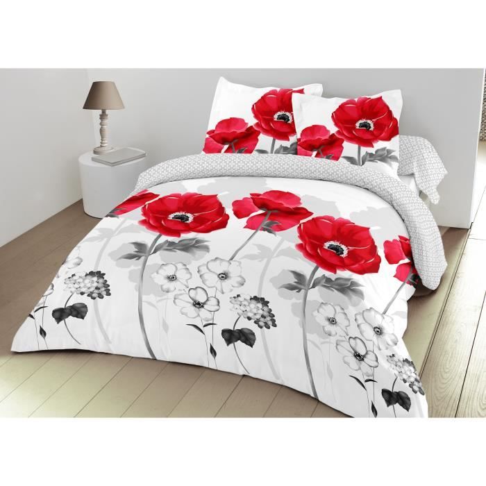 Parure Housse de couette 220x240 Coquelicot rouge - Cdiscount Maison