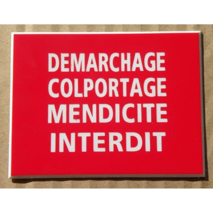 Panneau adhésif /"DÉMARCHAGE • COLPORTAGE • QUÊTE NE PAS IMPORTUNER NE PAS SONNER