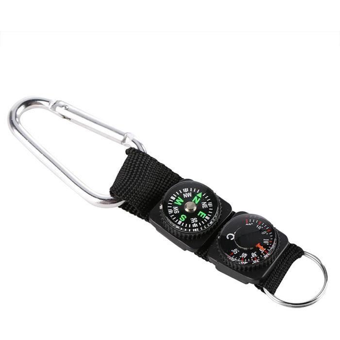Boussole Et Thermomètre Porte-clés HERCHR – 3 En 1, Léger, étanche, Pour Camping Et Randonnée !