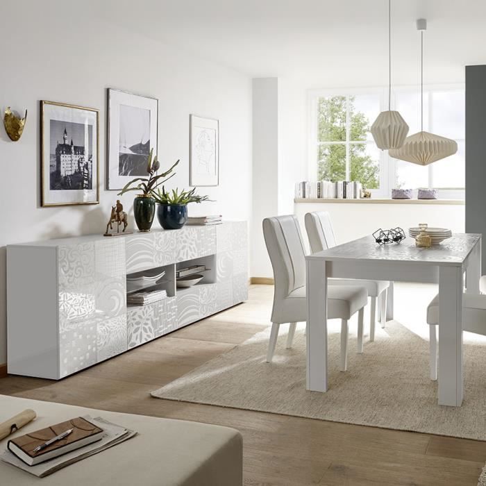 Salle A Manger Design Buffet 241 Cm Blanc Laque Elma Blanc L 180 X