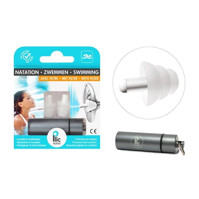 Bouchons D'Oreilles Étanches BOLLSEN Watersafe+ - Silicone Réutilisable, Réduction Bruit 24 DB, Pour Natation Et Douche