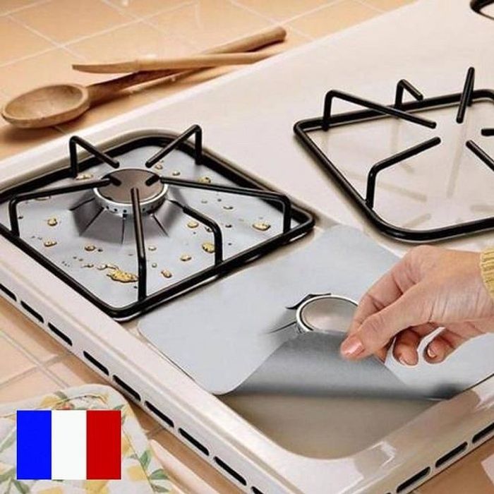 SIMPLISIM Set 4 Feuille Aluminium Protection Gaziniere Protege Plaques