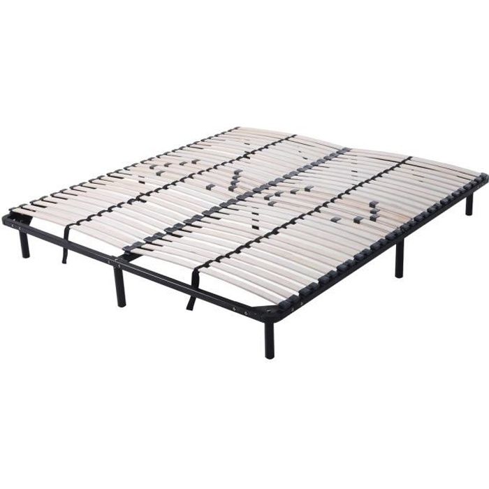 Sommier A Lattes 180x200 Cm Avec 9 Pieds Fermete Reglable Achat Vente Sommier Cdiscount