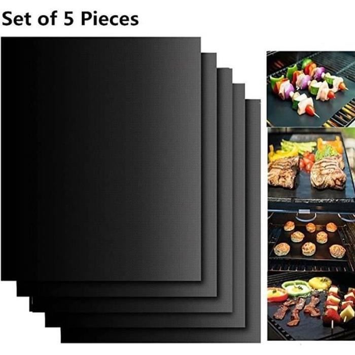 PLAQUE A FOUR - GRILLE POUR FOUR Gesentur Set de 5 Tapis de Cuisson 40 * 33cm Tapis BBQ Barbecue Plaque Feuille de Cuisson Four 100%