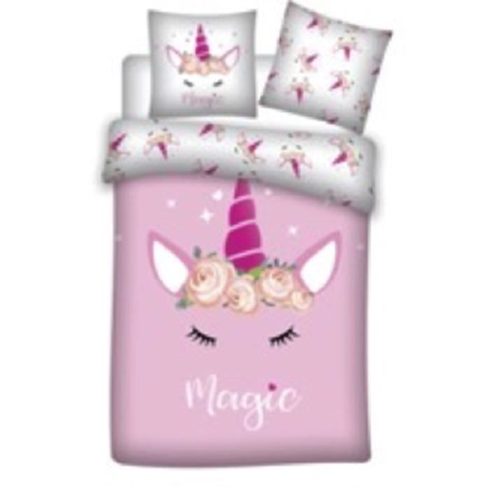 parure de lit double enfant licorne coton cdiscount maison