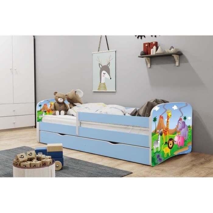 Kocot Kids Lit Babydreams bleu safari avec un tiroir sans matelas 140/70 - 5903282040335 Kocot Kids Lit Babydreams bleu safari avec un tiroir sans matelas 140/70 - 5903282040335