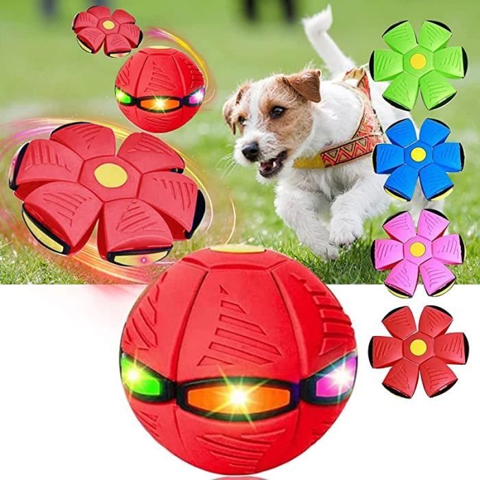 Balle Rebondissante Magique 2 En 1 – Soucoupe Volante Lumineuse LED Pour Enfant Et Chien – Jouet Interactif Transformable 14 Cm
