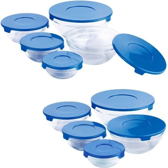 20pcs. Set Tupperware en verre couvercle bleu conteneur pour aliments  boites avec couvercle en couleur - pour micro-onde - Cdiscount Maison