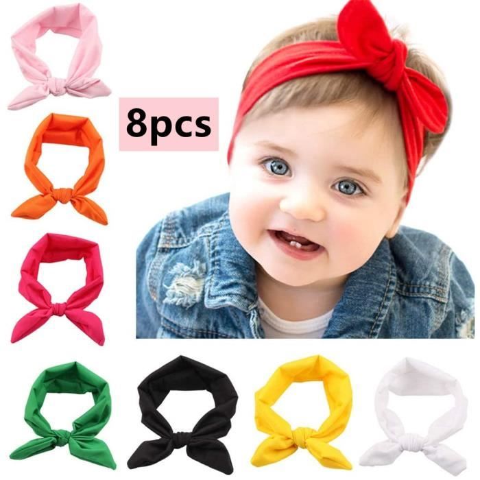 10pcs bande de cheveux de bébé bowknot simple élastique bandeau