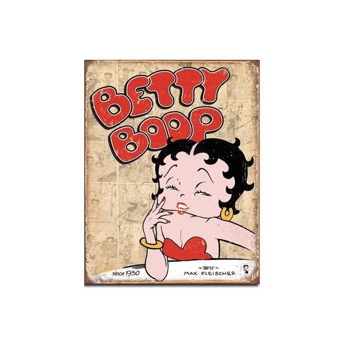 Plaque Betty Boop Sur Fon Beige Tole Pub Salon Bar Deco Usa Cdiscount Maison