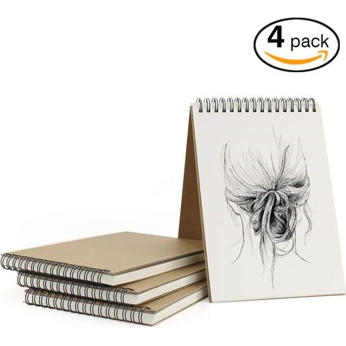 VEESUN Carnet Dessin A5, 4pcs Cahier Dessin Reliure Spirale avec Couverture  Rigide Carnet Croquis avce Pages Blanches Convient à - Cdiscount Beaux-Arts  et Loisirs créatifs