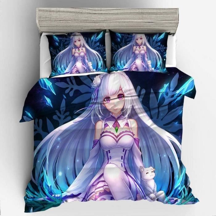 Re Zéro: Emilia Imprimer maison Otaku et Anime Jeux Fan Literie, Japonais Anime  Characters 3Pcs couette, couverture-140x200cm[308] - Cdiscount Maison